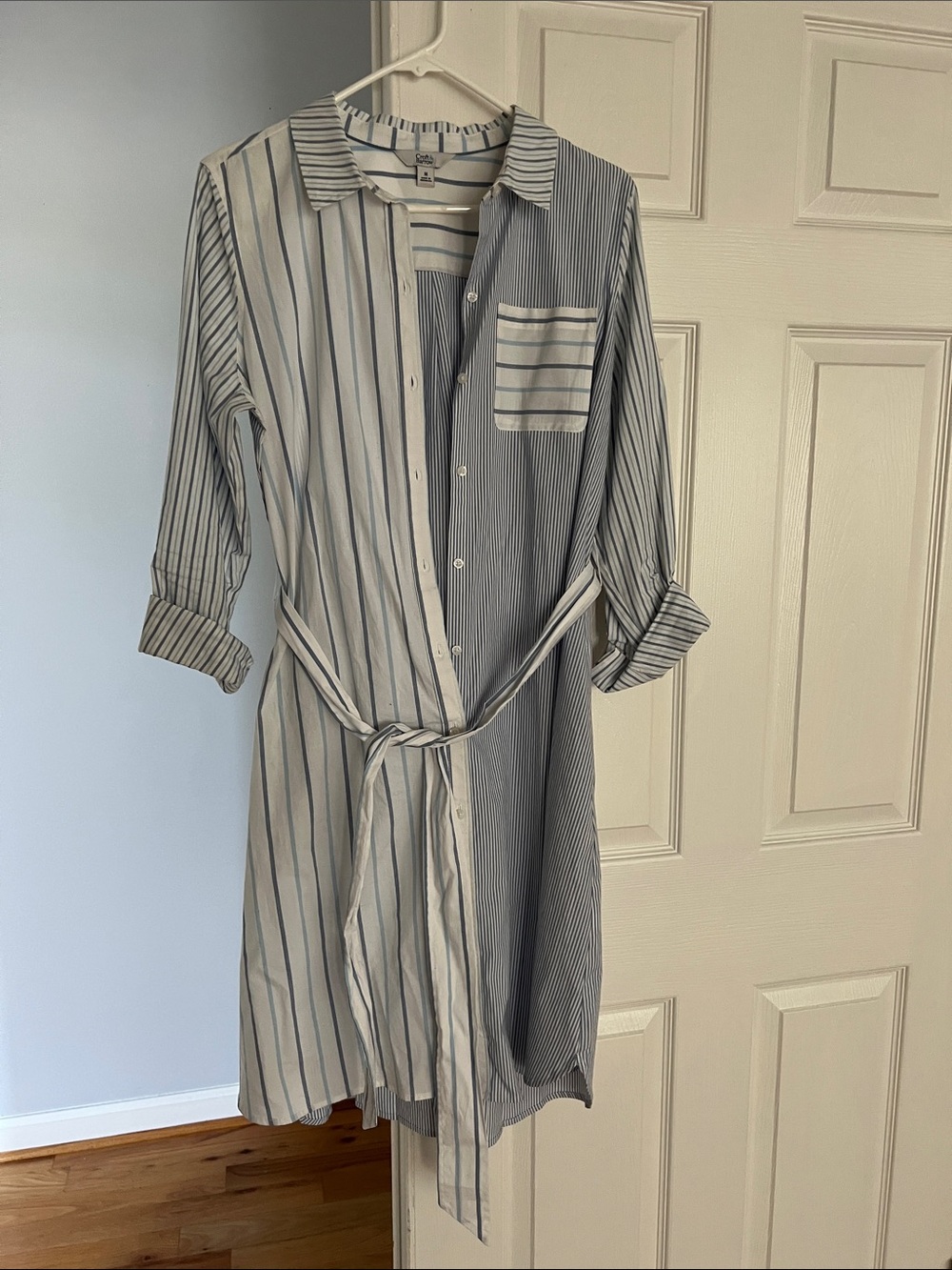 croft & barrow Blue and White Striped Shirt Dress